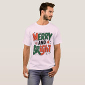Merry and Bright Retro Christmas Design,  Tシャツ (正面フル)