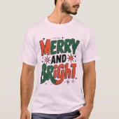 Merry and Bright Retro Christmas Design,  Tシャツ (正面)