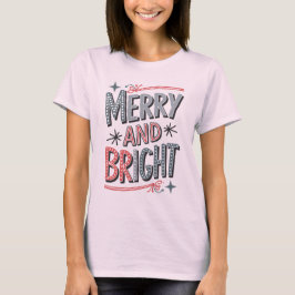 Merry and Bright Retro Christmas Design, Tシャツ