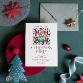 Merry and Bright Retro Typography Party Invite 招待状