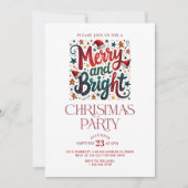 Merry and Bright Retro Typography Party Invite 招待状 (正面)