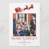 Merry and Bright Santa Sleigh Family Photo シーズンカード (正面)