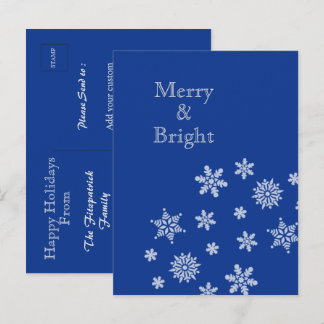 Merry and Bright Snowflakes Blue Christmas    ポストカード