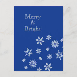 Merry and Bright Snowflakes Blue Christmas    ポストカード