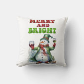 Merry and Bright Snowman クッション (正面)