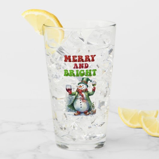 Merry and Bright Snowman タンブラーグラス (アイス正面)