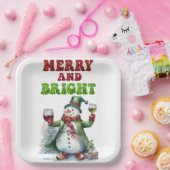 Merry and Bright Snowman ペーパープレート (パーティー)