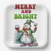 Merry and Bright Snowman ペーパープレート (正面)