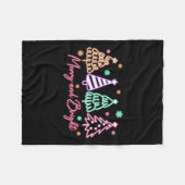 Merry And Bright Tree Neon Christmas  フリースブランケット (正面(横))