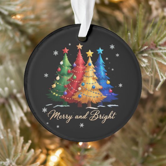 Merry and Bright Trees Christmas Holiday Gift Cute オーナメント (ツリー)