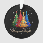Merry and Bright Trees Christmas Holiday Gift Cute オーナメント (正面)