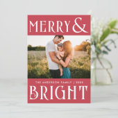 Merry And Bright Trendy Retro Photo Christmas シーズンカード (スタンド正面)