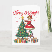 Merry and Bright - vintage christmas カード (正面)