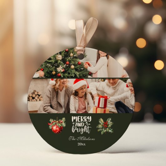 Merry and Bright Vintage Photo セラミックオーナメント