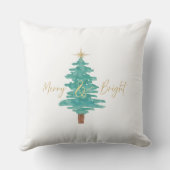 "Merry and Bright" Watercolor Christmas Tree  クッション (裏面)