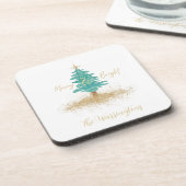 "Merry and Bright" Watercolor Tree コースター (左側)