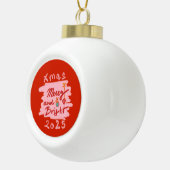 Merry and Bright Xmas 2025 red pink ornament セラミックボールオーナメント (右)