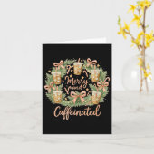 Merry And Caffeinated Christmas Iced Coffee Wreath カード (黄色い花)