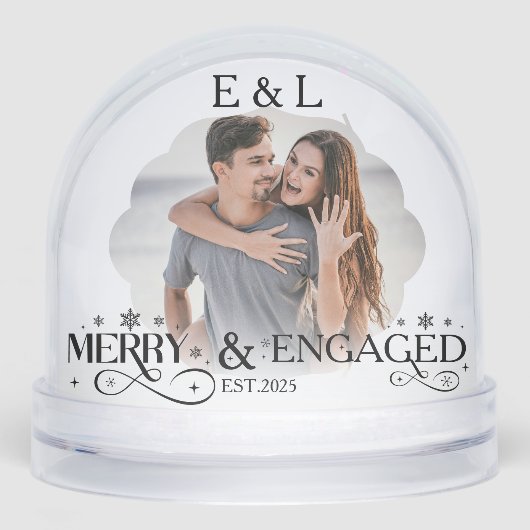 Merry and Engaged Couple Photo Holly Script (正面)