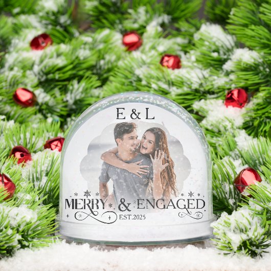 Merry and Engaged Couple Photo Holly Script (クリスマス)