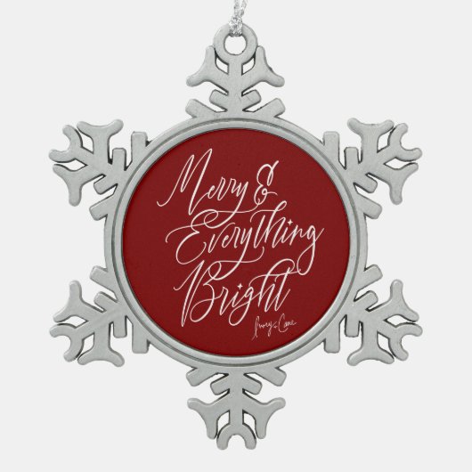 Merry and Everything Bright Red and White スノーフレークピューターオーナメント (正面)