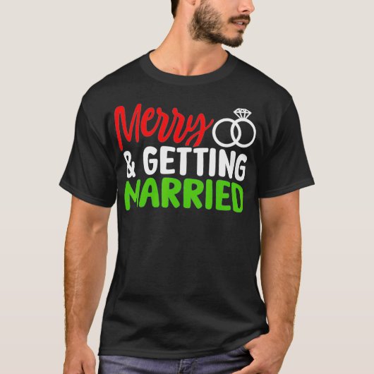 Merry and Getting Married Couples Christmas Pjs Pa Tシャツ (正面)