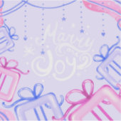 Merry and Joy Pastel Holiday Sticker with Gifts シール (正面)
