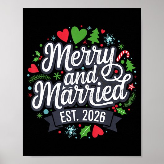 Merry And Married 2026 - Matching Couple Christmas ポスター (正面)