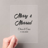 Merry and married add couple Name date holidayChr アクリル招待状 (インサイチュ (ポータブル))