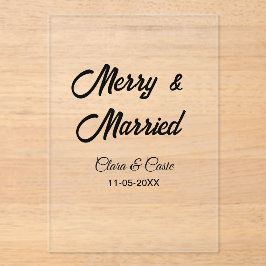 Merry and married add couple Name date holidayChr アクリル招待状