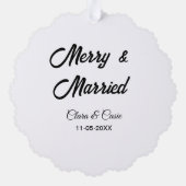 Merry and married add couple Name date holidayChr オーナメントカード (裏面)