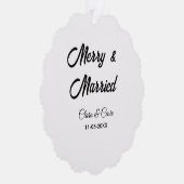 Merry and married add couple Name date holidayChr オーナメントカード (右)