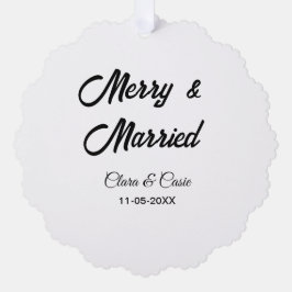 Merry and married add couple Name date holidayChr オーナメントカード