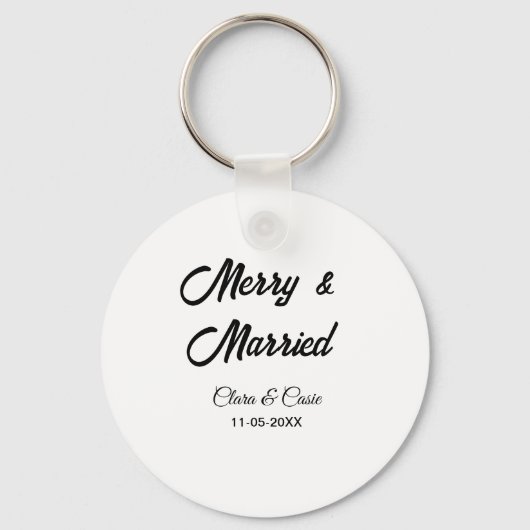 Merry and married add couple Name date holidayChr キーホルダー (正面)
