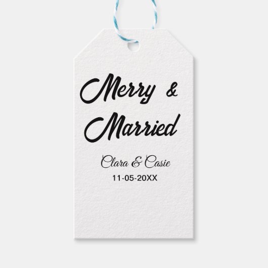 Merry and married add couple Name date holidayChr ギフトタグ (正面)