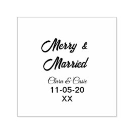 Merry and married add couple Name date holidayChr セルフインキングスタンプ