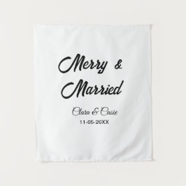 Merry and married add couple Name date holidayChr タペストリー