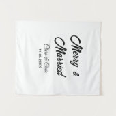 Merry and married add couple Name date holidayChr タペストリー (正面(横))