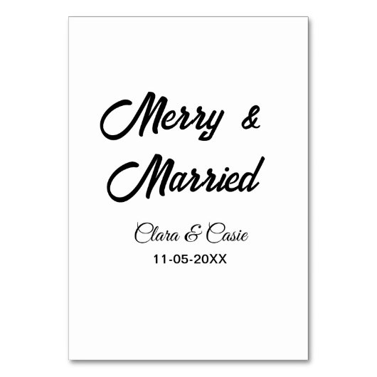 Merry and married add couple Name date holidayChr テーブルナンバー (正面)