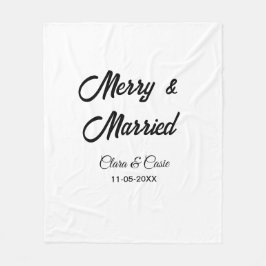 Merry and married add couple Name date holidayChr フリースブランケット