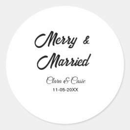 Merry and married add couple Name date holidayChr ラウンドシール