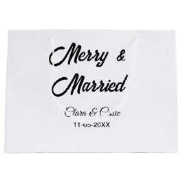 Merry and married add couple Name date holidayChr ラージペーパーバッグ