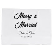 Merry and married add couple Name date holidayChr ラージペーパーバッグ (裏面)