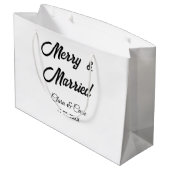 Merry and married add couple Name date holidayChr ラージペーパーバッグ (裏面アングル)