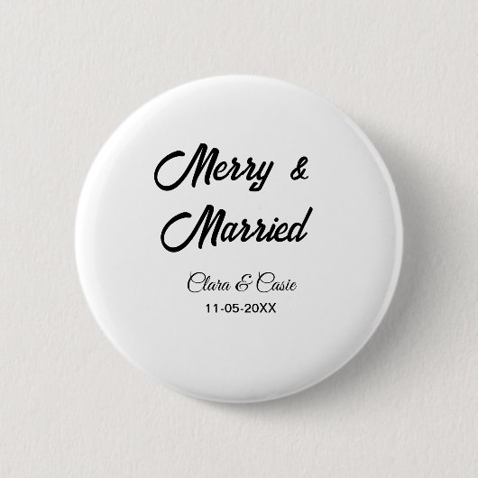 Merry and married add couple Name date holidayChr 缶バッジ (正面)