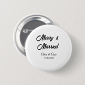 Merry and married add couple Name date holidayChr 缶バッジ (正面&裏面)