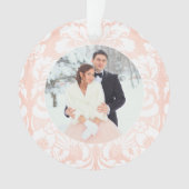 Merry and Married Blush Damask Wedding Photo オーナメント (正面)