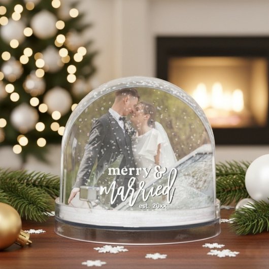 Merry and Married Custom Wedding Photo Christmas 