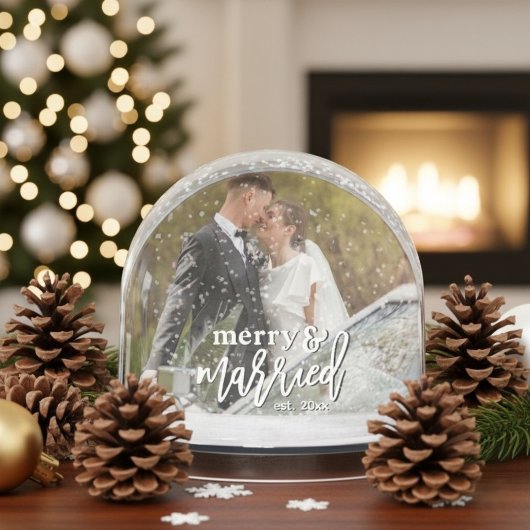 Merry and Married Custom Wedding Photo Christmas 