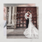  Merry and Married Elegant Photo Wedding サンキューカード (正面/裏面)